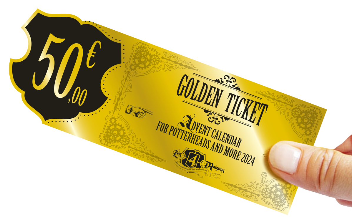 Ticket d'or calendrier de l'avent Harry Potter & More par Les 4 Maisons