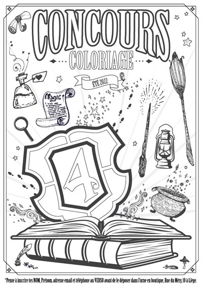 concours coloriage été boutique harry potter les 4 maisons liege