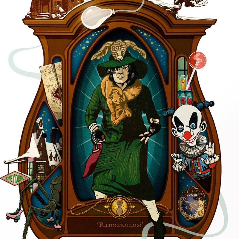 Carte postale Harry Potter par MinaLima - Riddikulus Severus Rogue