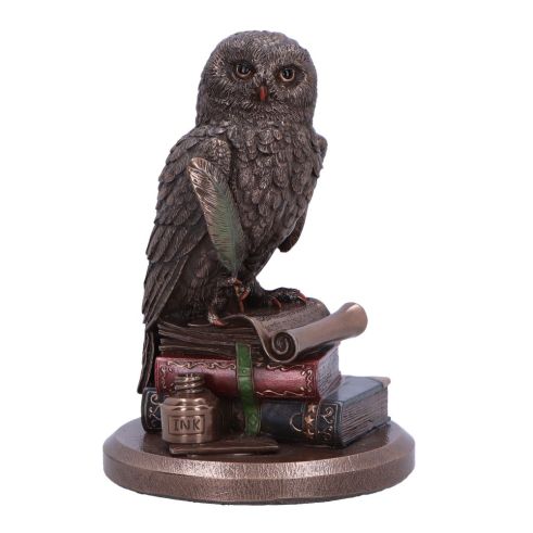 Statuette hiboux sur livres en bronze - 14,5 cm