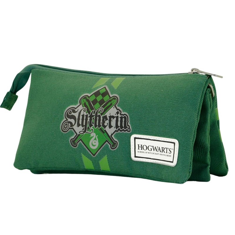 Trousse plumier triple Serpentard - Harry Potter