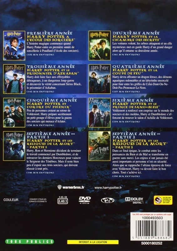 Coffret DVD l'intégrale 8 films Harry Potter