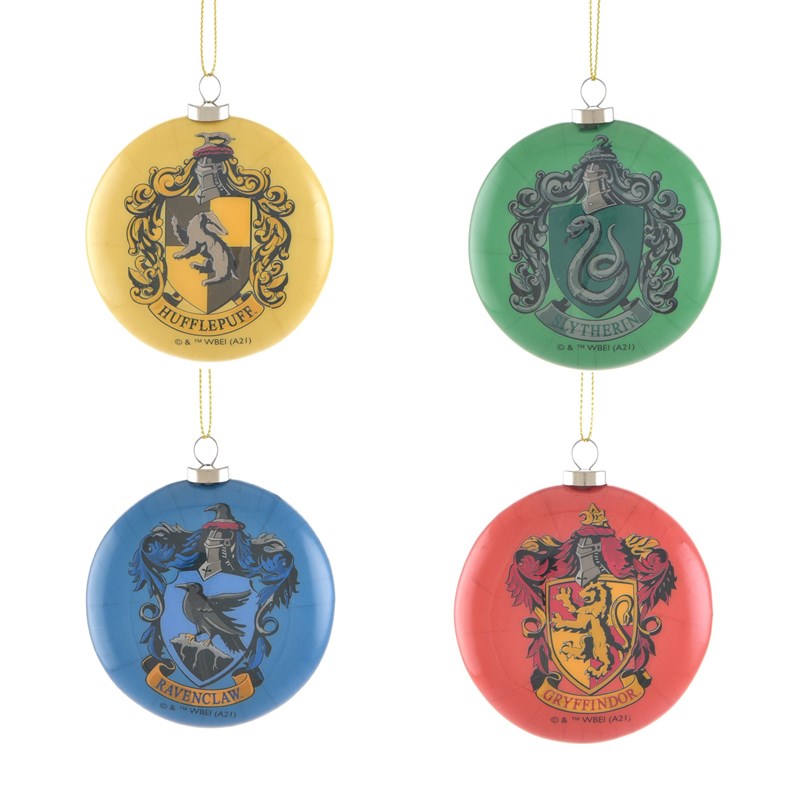 Lot de 4 boules de Noël PLATES Harry Potter - Maisons de Poudlard