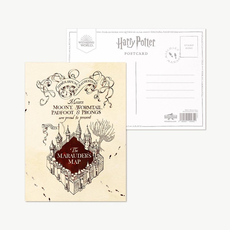 Carte postale Harry Potter par MinaLima - Carte du Maraudeur