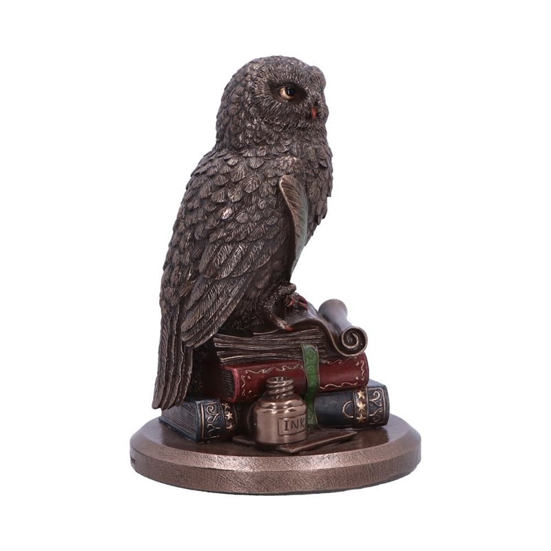 Statuette hiboux sur livres en bronze - 14,5 cm
