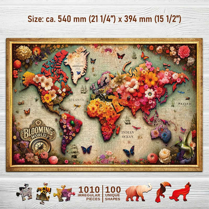 Puzzle en bois Carte du Monde Colorée 1000pcs
