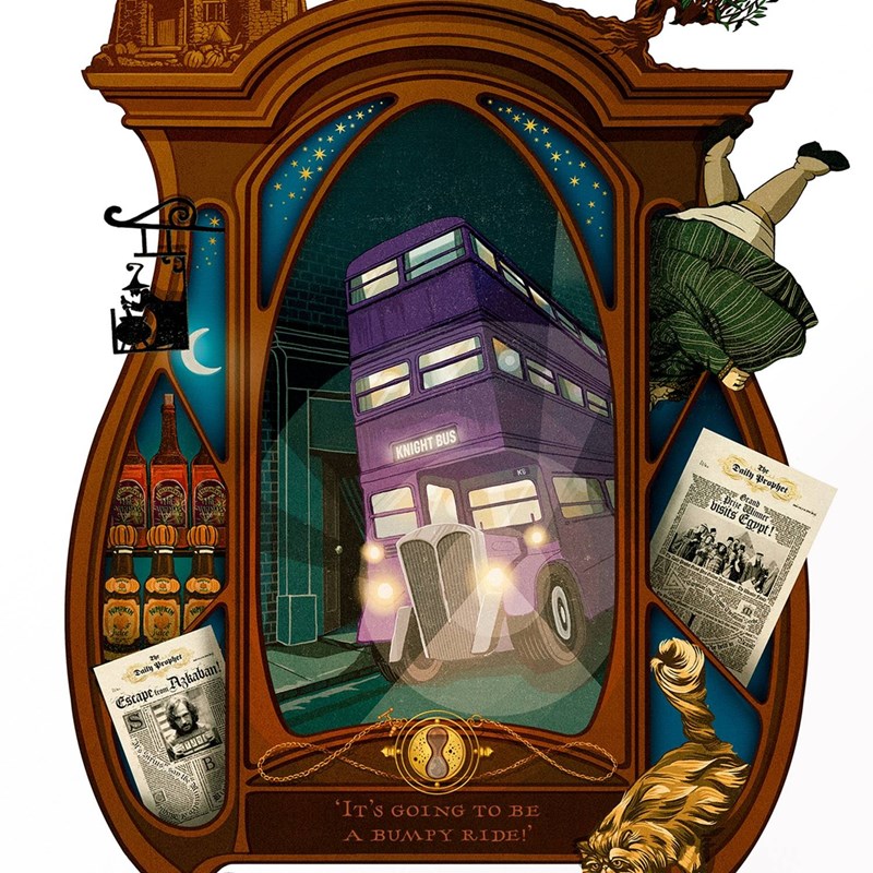 Carte postale Harry Potter par MinaLima - Magicobus