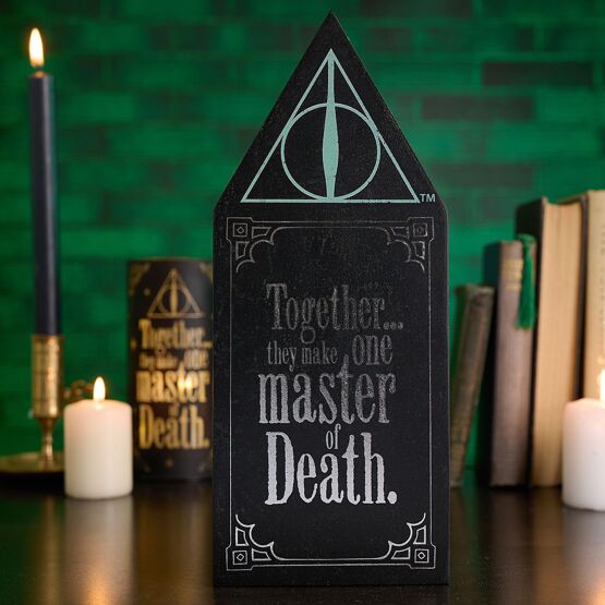 Plaque bois phosphorescent Reliques de la Mort - Morsmordre Harry Potter