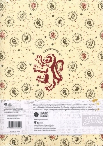 Pack 3 cahiers constellations Gryffondor - Harry Potter